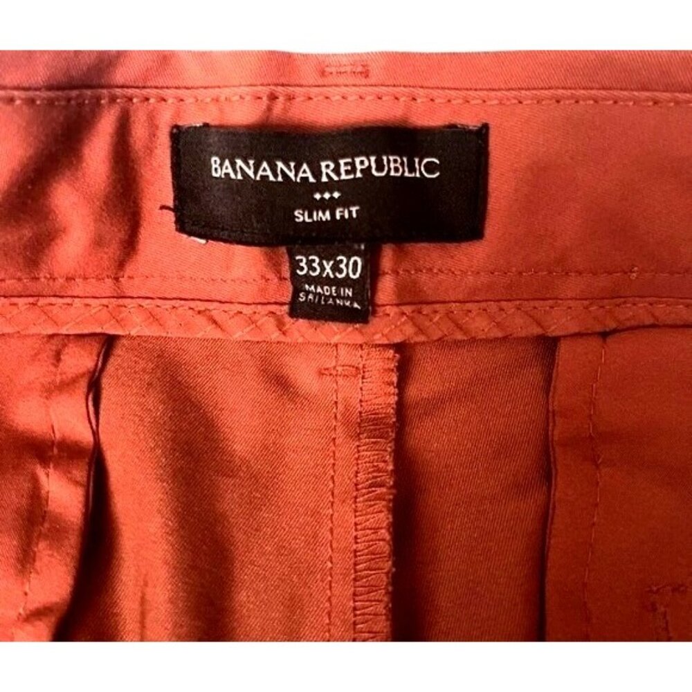 Banana Republic Slim Fit Chino Pants Rust Red Stretch Cotton 33x30 - Picture 4 of 9